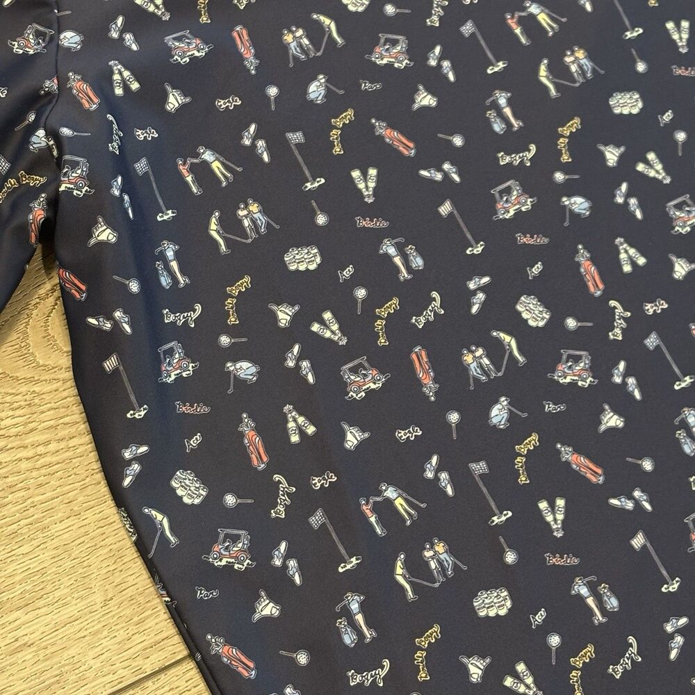 Smith & Quinn Polo Shirt Mens Xxl Bogeys All Over Print Pattern Blue Graphic View 3